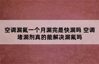 空调漏氟一个月漏完是快漏吗 空调堵漏剂真的能解决漏氟吗